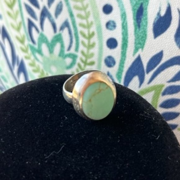 Vintage Jewelry - VTG 925 Silver Mexico Turquoise Oval Stone RING